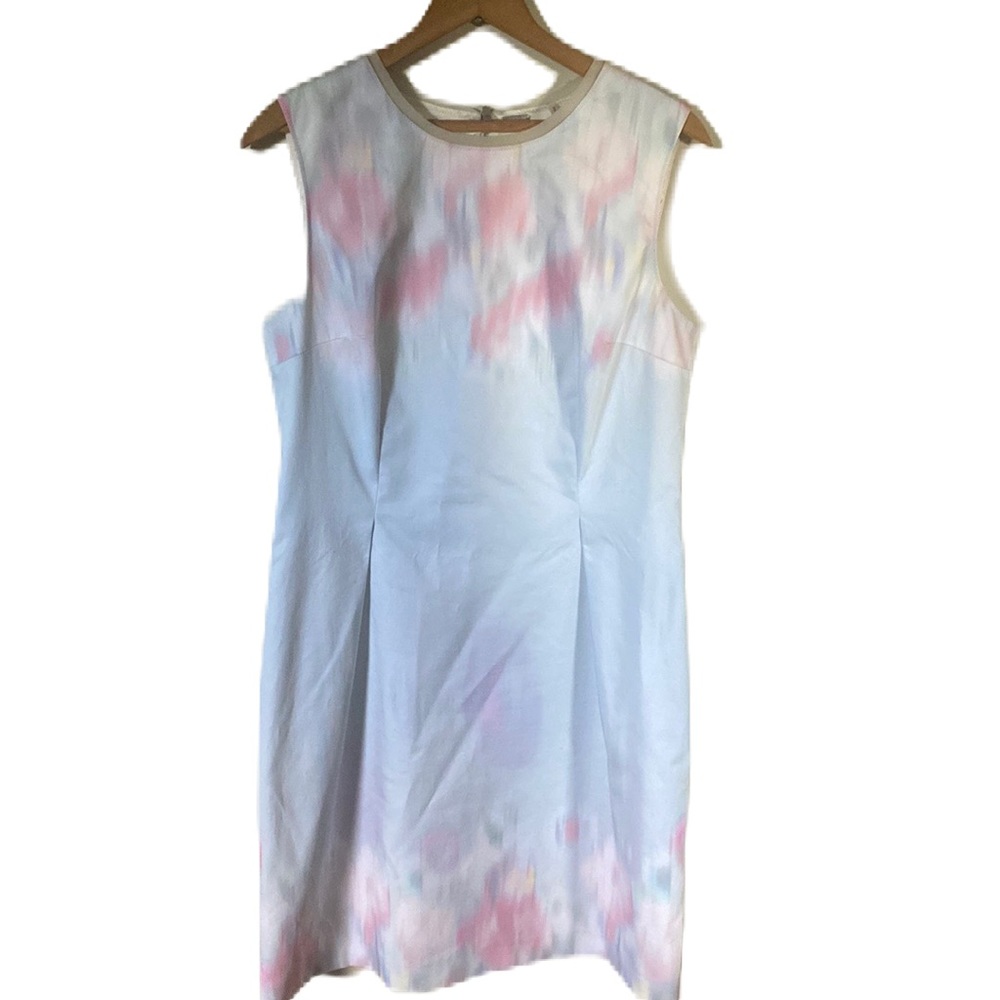 ELIE TAHARI SKY BLUE WATERCOLOR PASTEL GARDEN HOLLY SHEATH DRESS 👗 - Picture 3 of 6